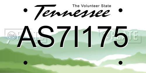 AS7I175 Tennessee License Plate