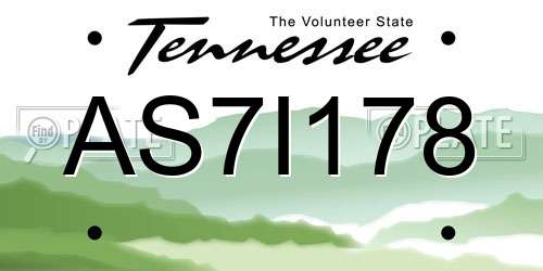 AS7I178 Tennessee License Plate