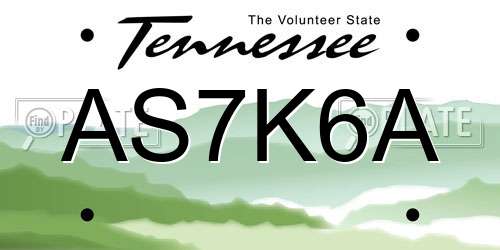 AS7K6A Tennessee License Plate