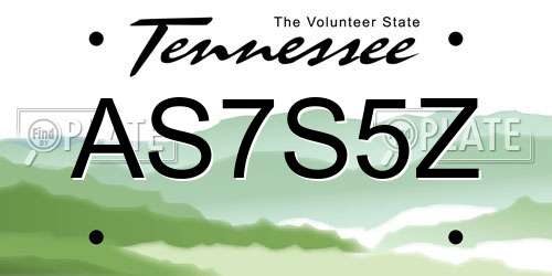 AS7S5Z Tennessee License Plate
