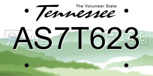AS7T623 Tennessee License Plate