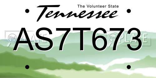 AS7T673 Tennessee License Plate
