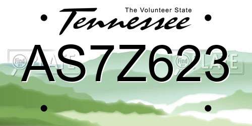 AS7Z623 Tennessee License Plate