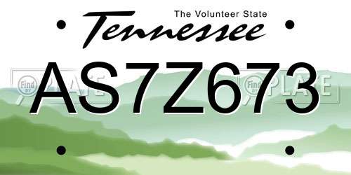AS7Z673 Tennessee License Plate