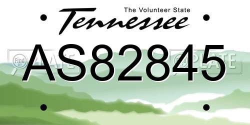 AS82845 Tennessee License Plate