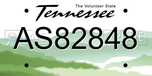 AS82848 Tennessee License Plate