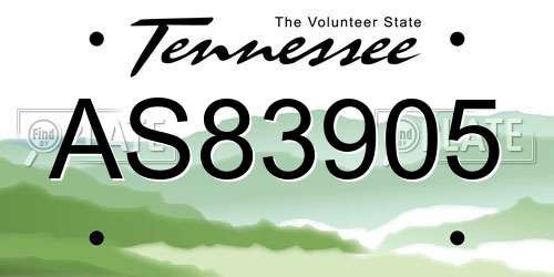 AS83905 Tennessee License Plate
