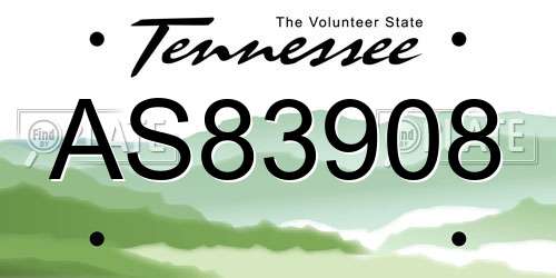 AS83908 Tennessee License Plate