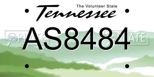AS8484 Tennessee License Plate