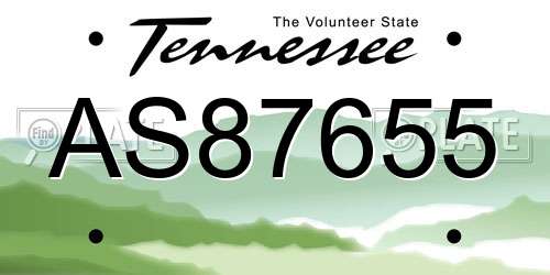 AS87655 Tennessee License Plate