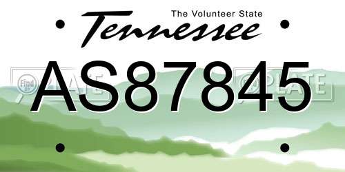 AS87845 Tennessee License Plate