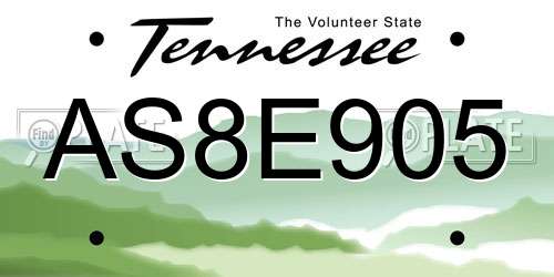 AS8E905 Tennessee License Plate