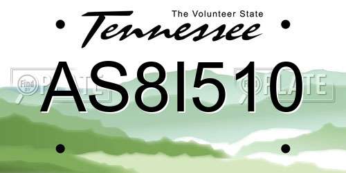 AS8I510 Tennessee License Plate