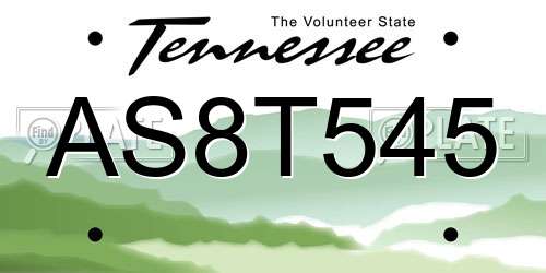 AS8T545 Tennessee License Plate