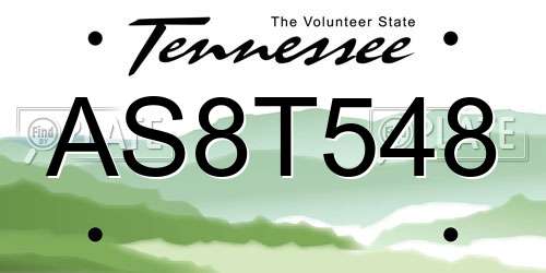 AS8T548 Tennessee License Plate