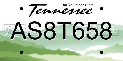 AS8T658 Tennessee License Plate