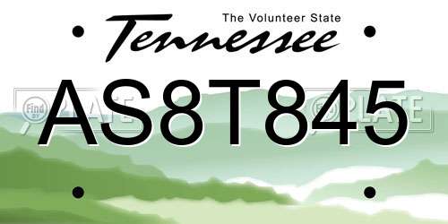 AS8T845 Tennessee License Plate