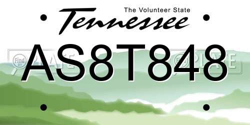 AS8T848 Tennessee License Plate
