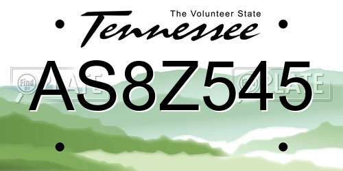 AS8Z545 Tennessee License Plate