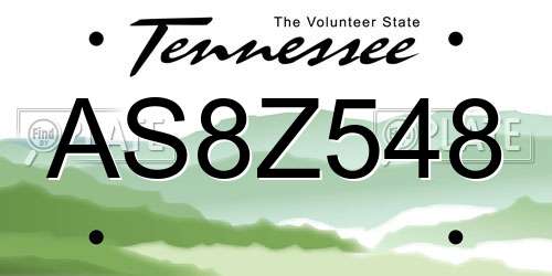 AS8Z548 Tennessee License Plate