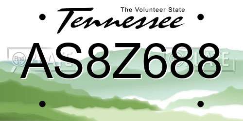 AS8Z688 Tennessee License Plate
