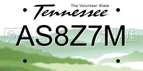 AS8Z7M Tennessee License Plate