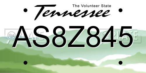 AS8Z845 Tennessee License Plate