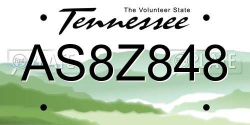 AS8Z848 Tennessee License Plate