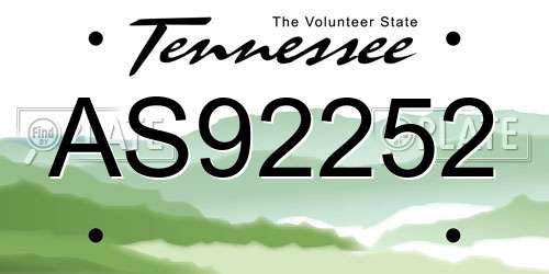 AS92252 Tennessee License Plate