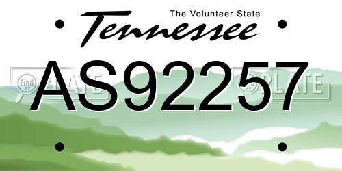 AS92257 Tennessee License Plate
