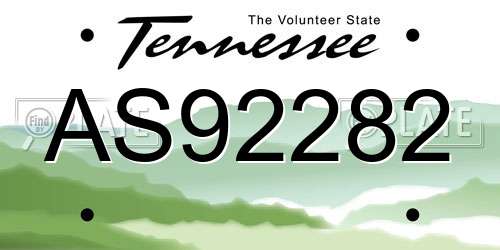 AS92282 Tennessee License Plate