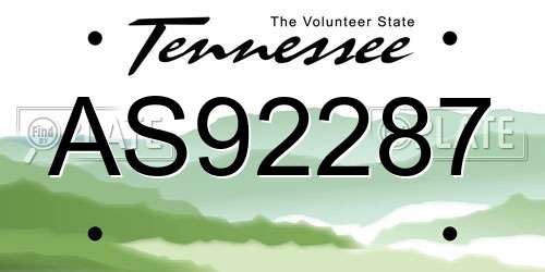 AS92287 Tennessee License Plate