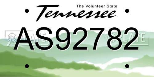 AS92782 Tennessee License Plate