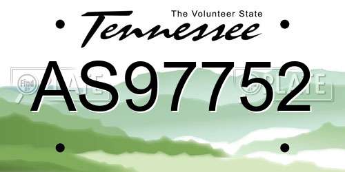 AS97752 Tennessee License Plate