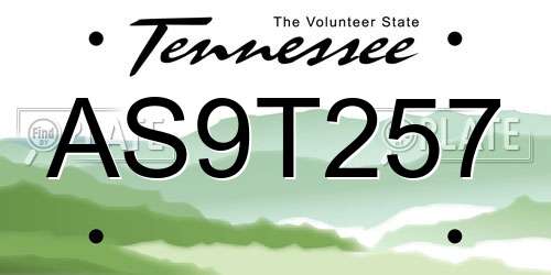 AS9T257 Tennessee License Plate
