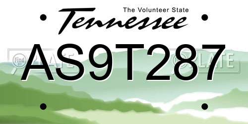 AS9T287 Tennessee License Plate