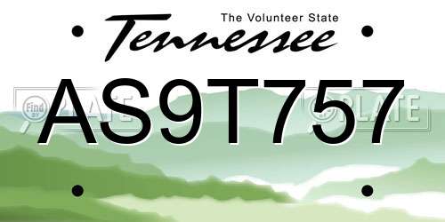 AS9T757 Tennessee License Plate