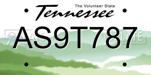 AS9T787 Tennessee License Plate