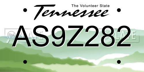 AS9Z282 Tennessee License Plate