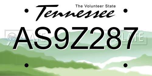 AS9Z287 Tennessee License Plate
