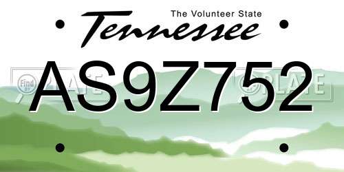 AS9Z752 Tennessee License Plate