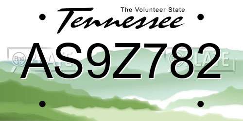 AS9Z782 Tennessee License Plate