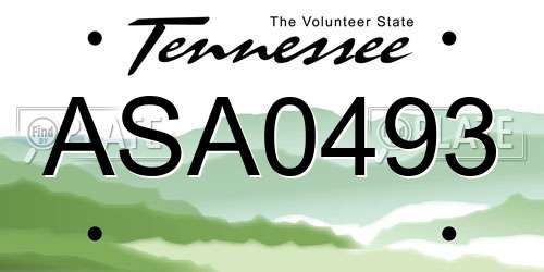 ASA0493 Tennessee License Plate