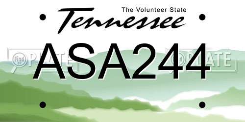 ASA244 Tennessee License Plate
