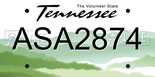 ASA2874 Tennessee License Plate