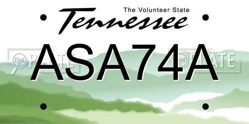 ASA74A Tennessee License Plate