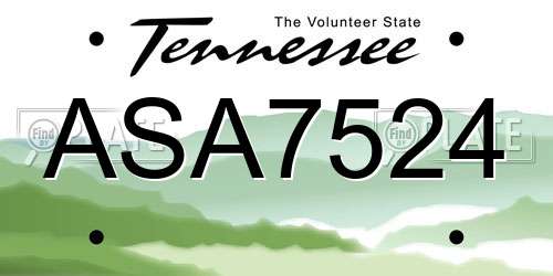 ASA7524 Tennessee License Plate