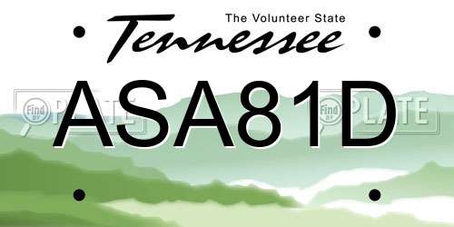 ASA81D Tennessee License Plate
