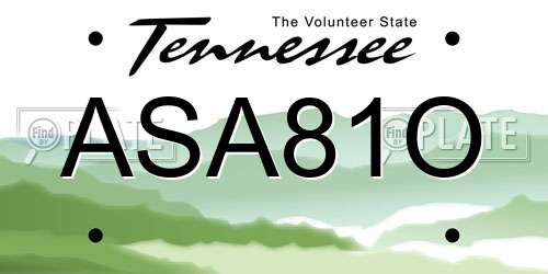 ASA81O Tennessee License Plate