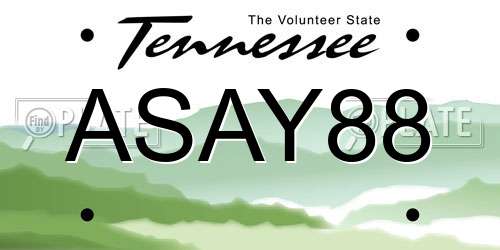 ASAY88 Tennessee License Plate